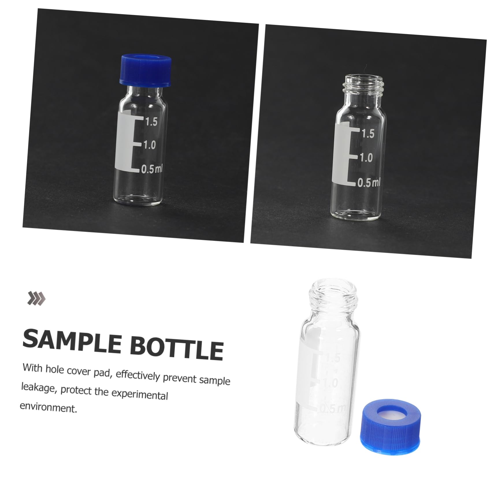 100 Frascos de Vidrio Azul de 2 Ml con Tapa, Sello Hermético Que Asegura la Integridad de Muestras para Experimentos y Proyectos de Investigación
