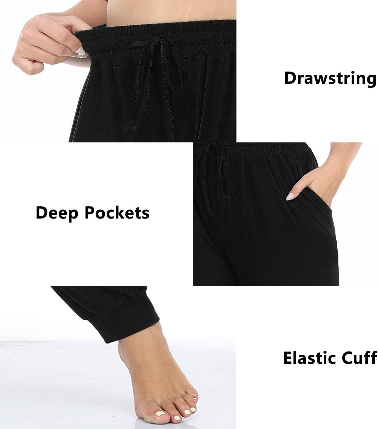 Women's Plus Size Joggers Cotton Sweatpants Casual Lounge Yoga Pants Drawstring with Pockets - Image 4