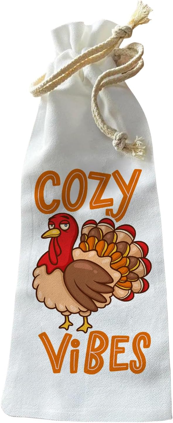 Jolitee Reusable Canvas Wine Bottle Gift Bag – “Talk Turkey To Me” – Funny Thanksgiving Host Wine Gift