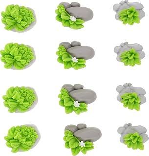 Abaodam Miniature Grass Stone Decorations 12pcs Resin Realistic Design