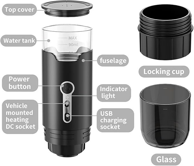 Cafetera Portátil Automática 15 Bar, Compatible con Cápsulas y Café Molido, para Viajes miniatura 6