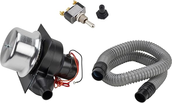 Speedway Motors Tru-Air Pumper Racing Helmet Air Pump with Double Throw Switch, 2-Speed Fresh Air Blower Kit, High Flow Ventilation, 4-Foot Hose & Replaceable Filter