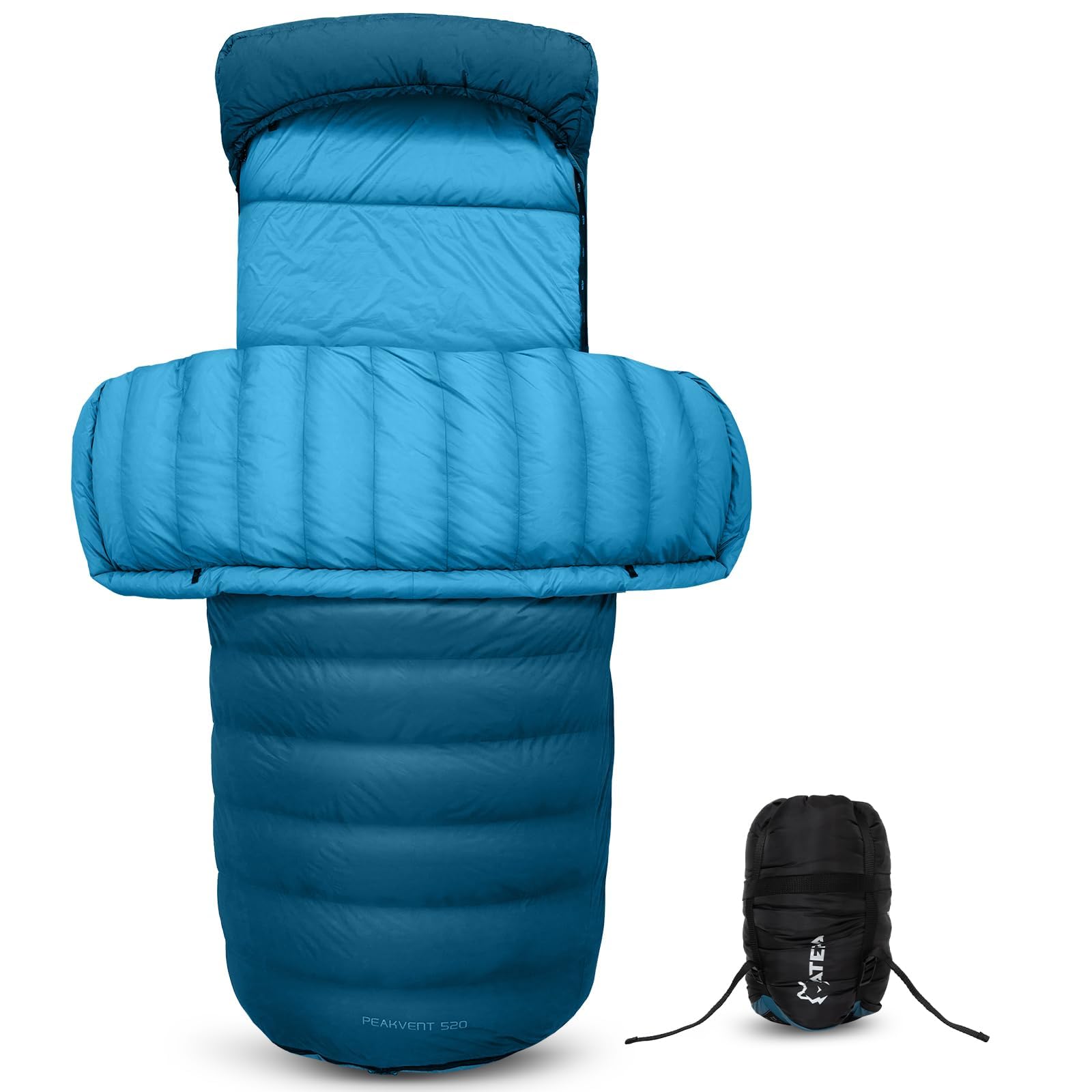 ATEPA Ultraleichter Daunenschlafsack 650/700FP, 3-Jahreszeiten (12°C / 6°C / -1°C), Leicht & Kompakt, Wasserabweisend, Ideal für Camping, Wandern, Trekking & Rucksackreisen, Mit Kompressionssack
