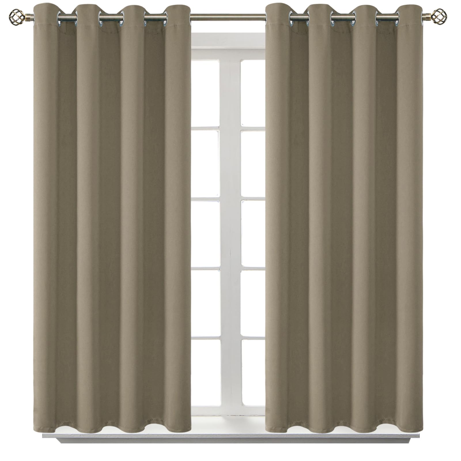 BGment Short Curtains for Small Window 45 Inch Long - Cocoa 2 Panels