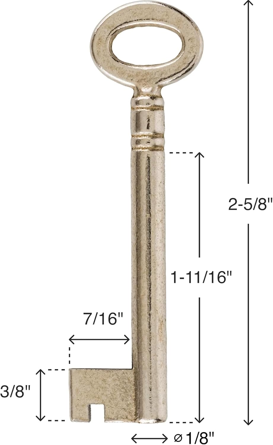 Malleable Iron Furniture Skeleton Key - Hollow Barrel Key Replacement - Antique Skeleton Keys for Furniture | SK42-IN