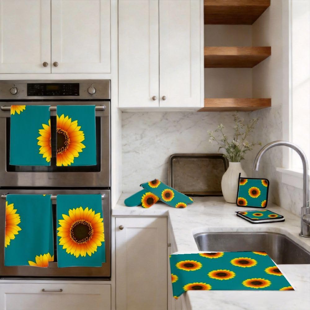 9PCS Girasole Luminoso 2 Cucina Decor e Accessori Set