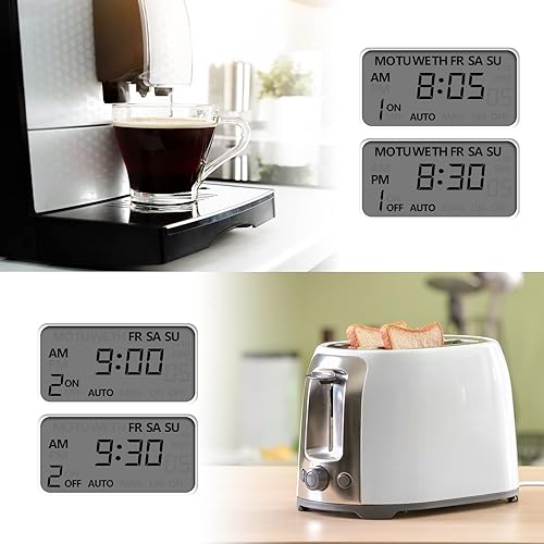 Miniatura 5 de BN-LINK Temporizador digital para interiores, enchufe programable de 7 días para luz de tomacorriente única, temporizadores de 3 patas para enchufes