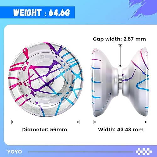 Miniatura 3 de Yoyo profesional X8 para niños de 8 a 12 años en adelante, Yoyo que no responde para trucos de giro de dedos, yoyo sensible al metal para