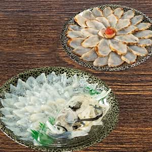 ふぐ屋やまにし とらふぐ刺身・真ふぐたたき刺身食べ比べセット A とら皮付き (90009)