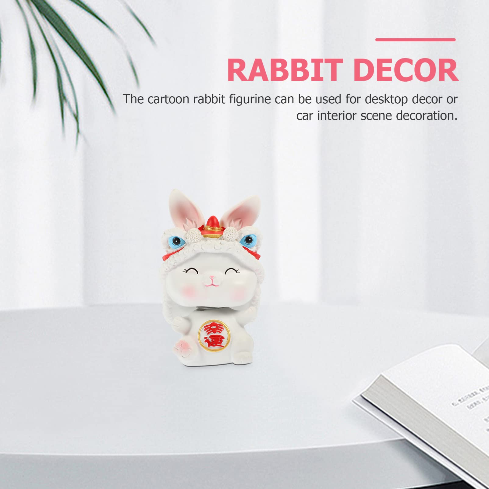 PRETYZOOM 4 Pièces Ornements artisanaux en résine décor de Sculptures Mini-Jouet Accessoires Auto Car Accessories Figurine de Lapin en résine secouant la tête décoration Mini Lapin en