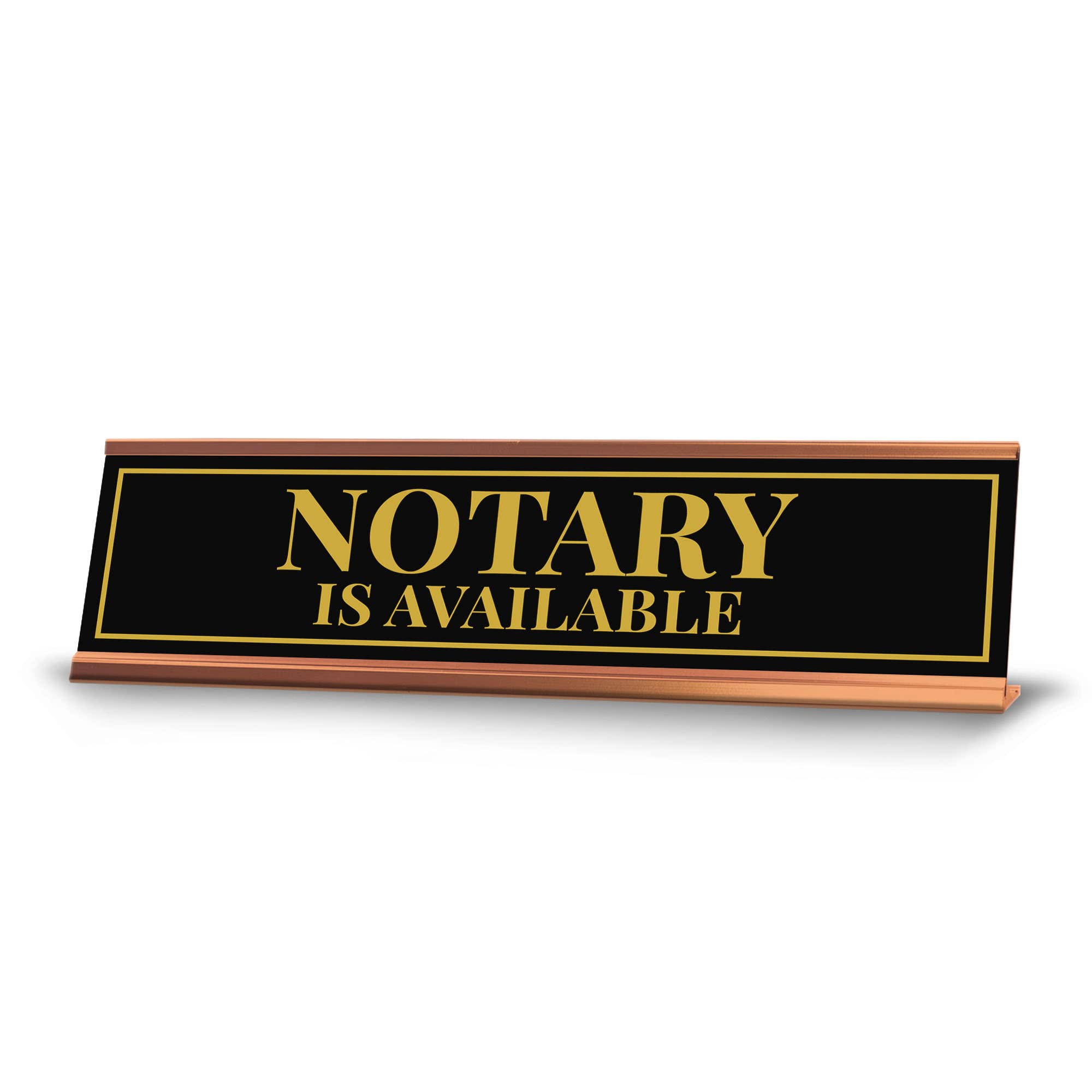 Panneau de bureau avec cadre doré Signs ByLITA Notary Is Available 5x20 cm