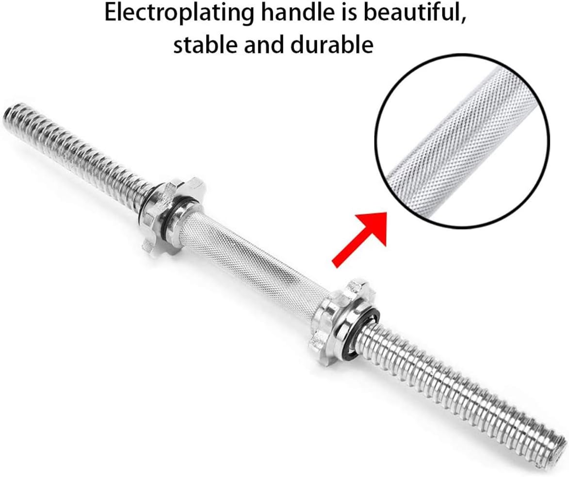 Stainless Steel Chrome Threaded Dumbbells Bars Adjustable Dumbbell Bar Handles Fit 1 inch Standard Weight Plate Weight Lifting Equipmentt for Workout Training Gym 35cm/45cm