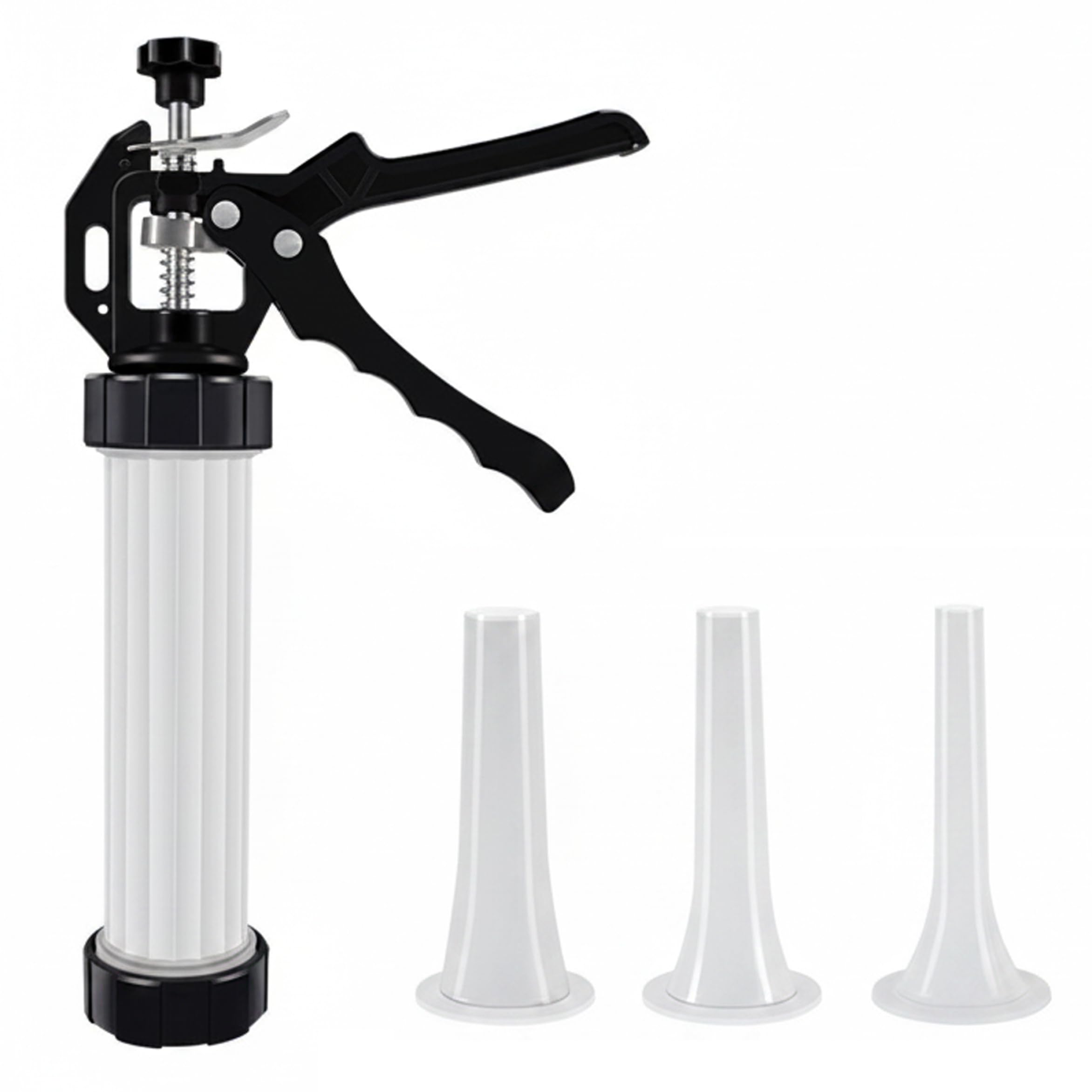 Manual Sausage Stuffer Machine Press-Type Handheld, Jerky Gun for Ground Meat with 3 Size Nozzles Food-Grade for Homemade Sausages Jerky