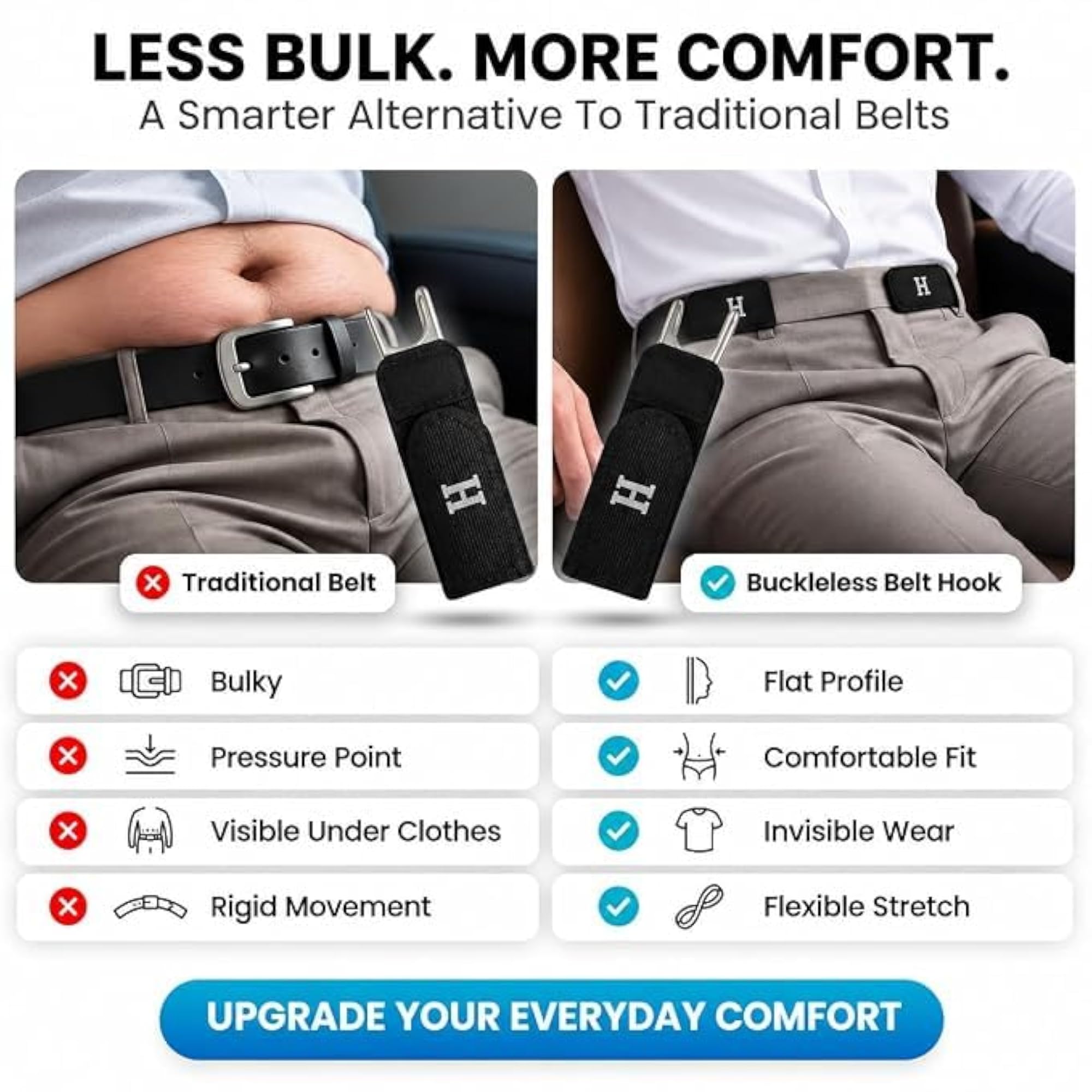 Buckleless Belt Hook Tactical Metal Hook Elastic Belt