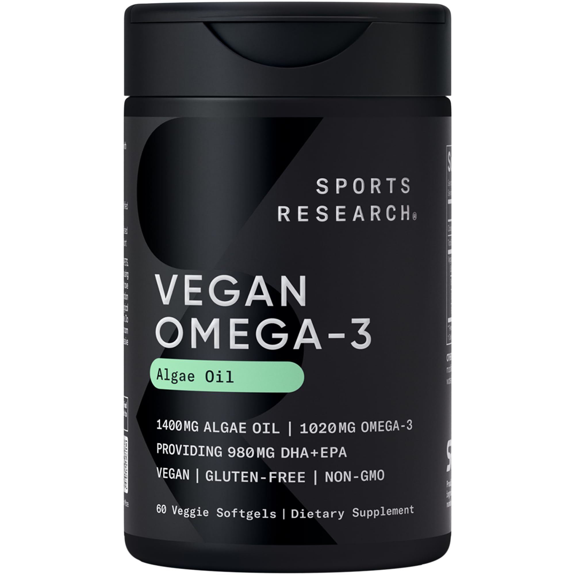 Vegan Omega-3 Fish Oil Alternative sourced from Algae Oil | Highest Levels of Vegan DHA & EPA Fatty Acids | Non-GMO Verified & Vegan Certified - 60 Veggie Softgels (Carrageenan Free)