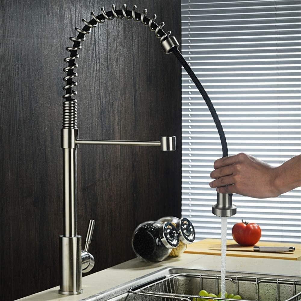 QTANZIQI Rubinetto da Cucina Estraibile in Acciaio con doccetta Miscelatore Multifunzionale per Acqua Fredda ed Elegante Rubinetto per lavello da Cucina Maniglia di Facile Controllo