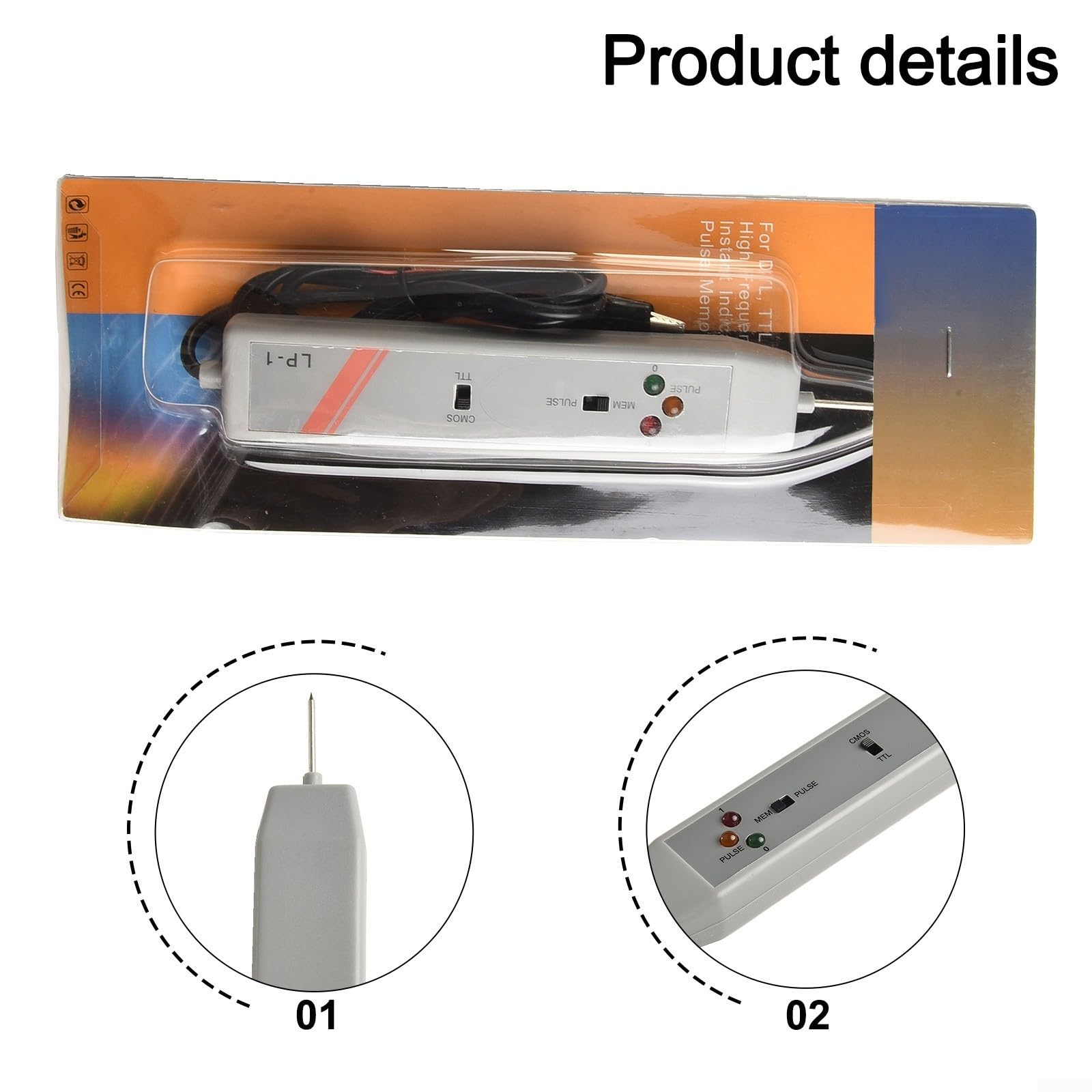Sonda logica per DTL TTL CMOS, risposta ad alta frequenza, tester conveniente LP1 di memoria di impulso