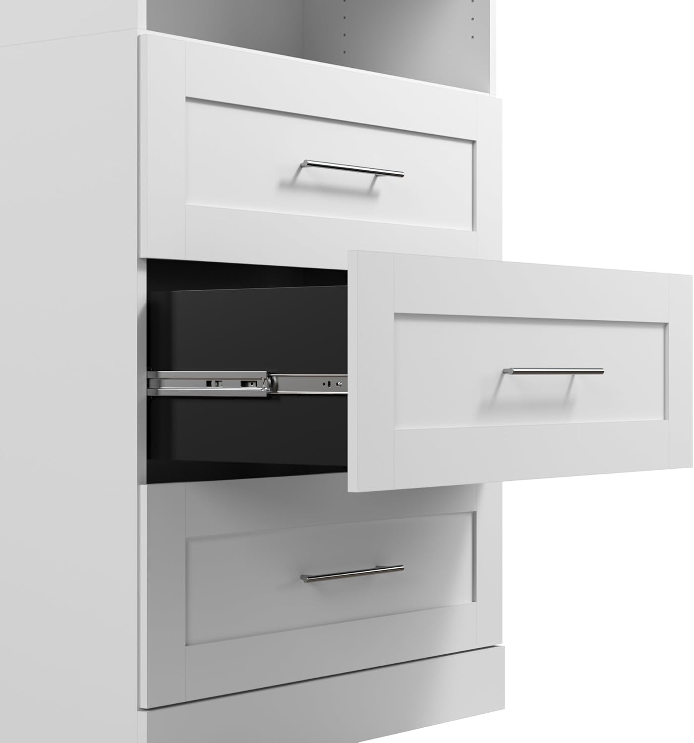 Bestar Closet Organizer System 25-inch with Drawers for Walk-in Closets, Bedroom, Entryway, Pur Collection, Modern, White