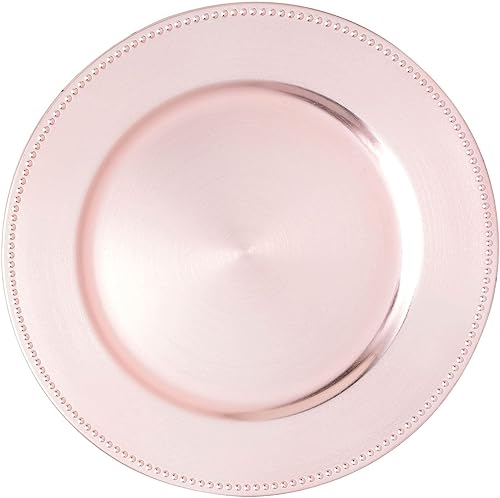 Simply Elegant Placa de carga de plástico con borde con cuentas  Plato de servicio para fiestas, cenas, bodas, quinceañeras y eventos  Diámetro de