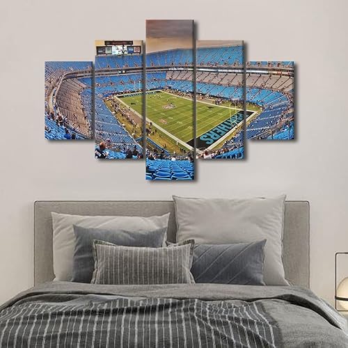 Vista 193 de Cuadros de estadios deportivos de fútbol americano de Minnesota, cuadros de vikingos, 5 paneles, lienzo para pared, arte de pared del estadio