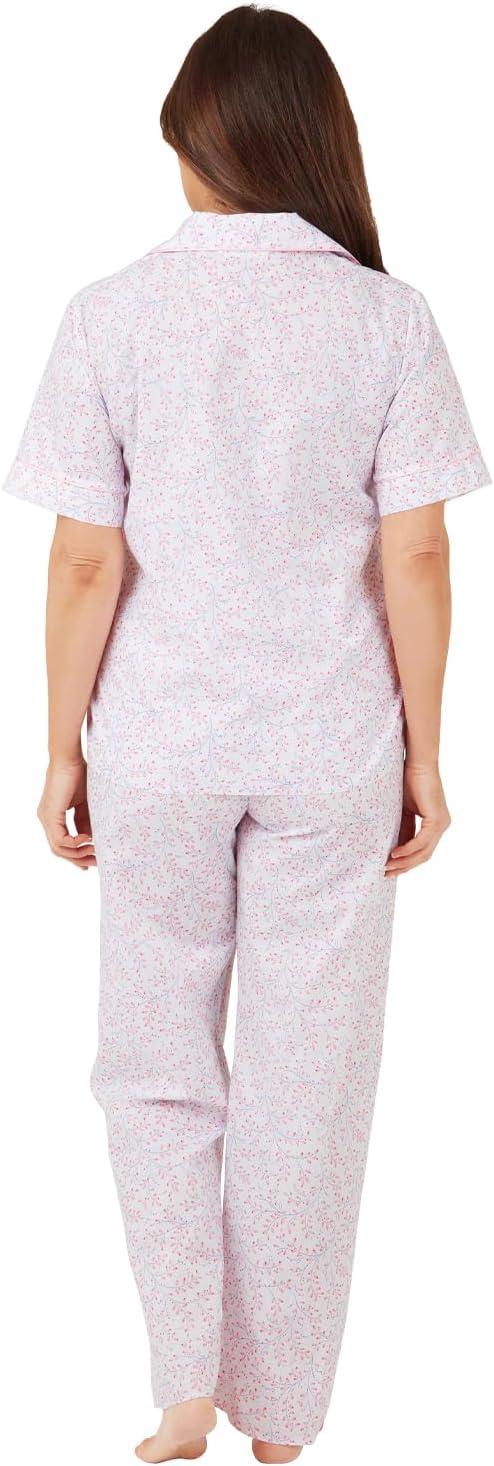 Undercover Ladies Short Sleeve Woven Lightweight Polycotton Tailored Button Through Pyjamas PJs Size UK 10-30
