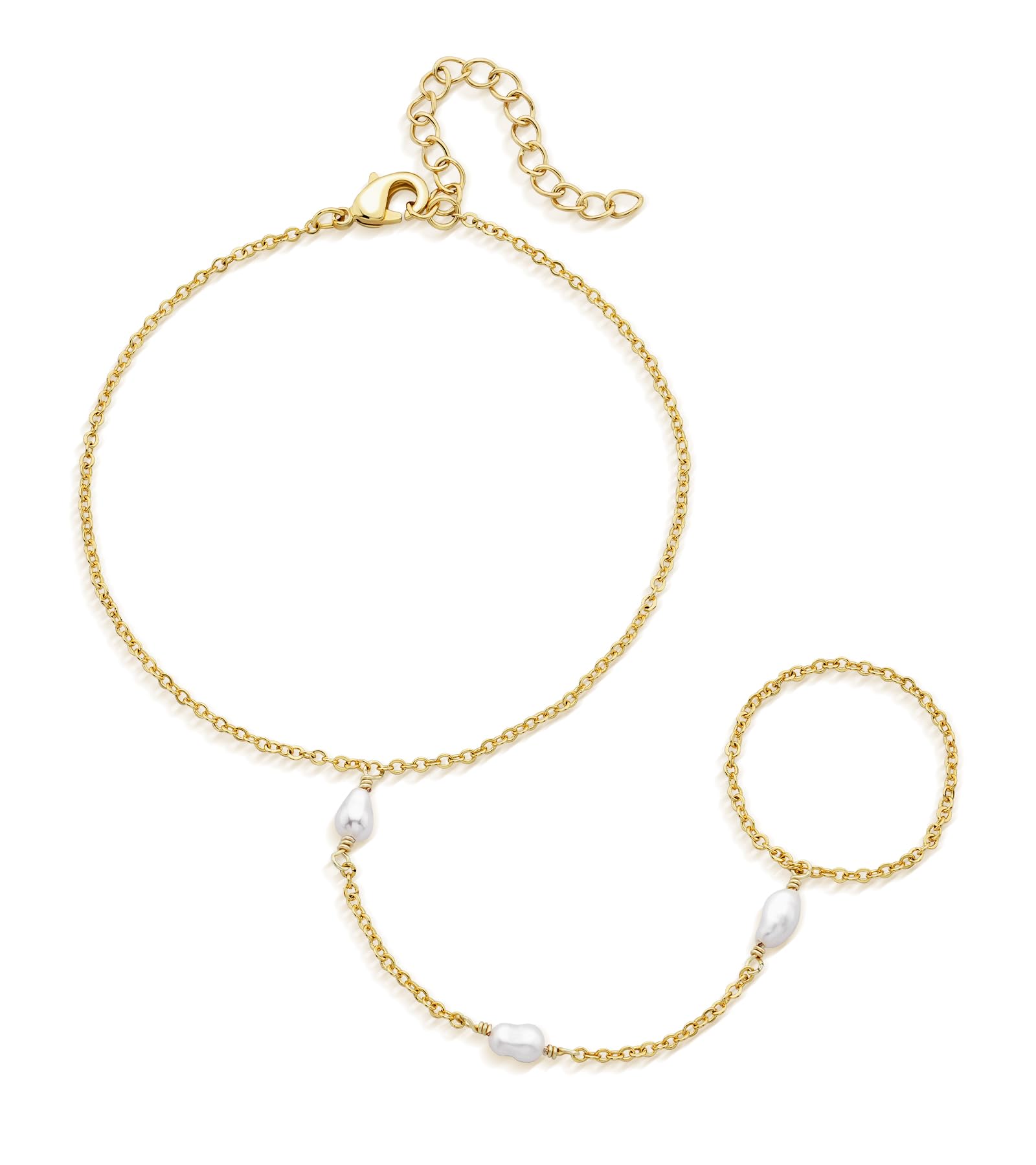 adoyi Gold Bracelets for Women, 14K Gold Plated Stackable Bracelet Stack Set Adjustable Charm Paperclip Chain Cuban Link Layered Waterproof Jewelry Sets Gifts for Womens 6.5 Inch