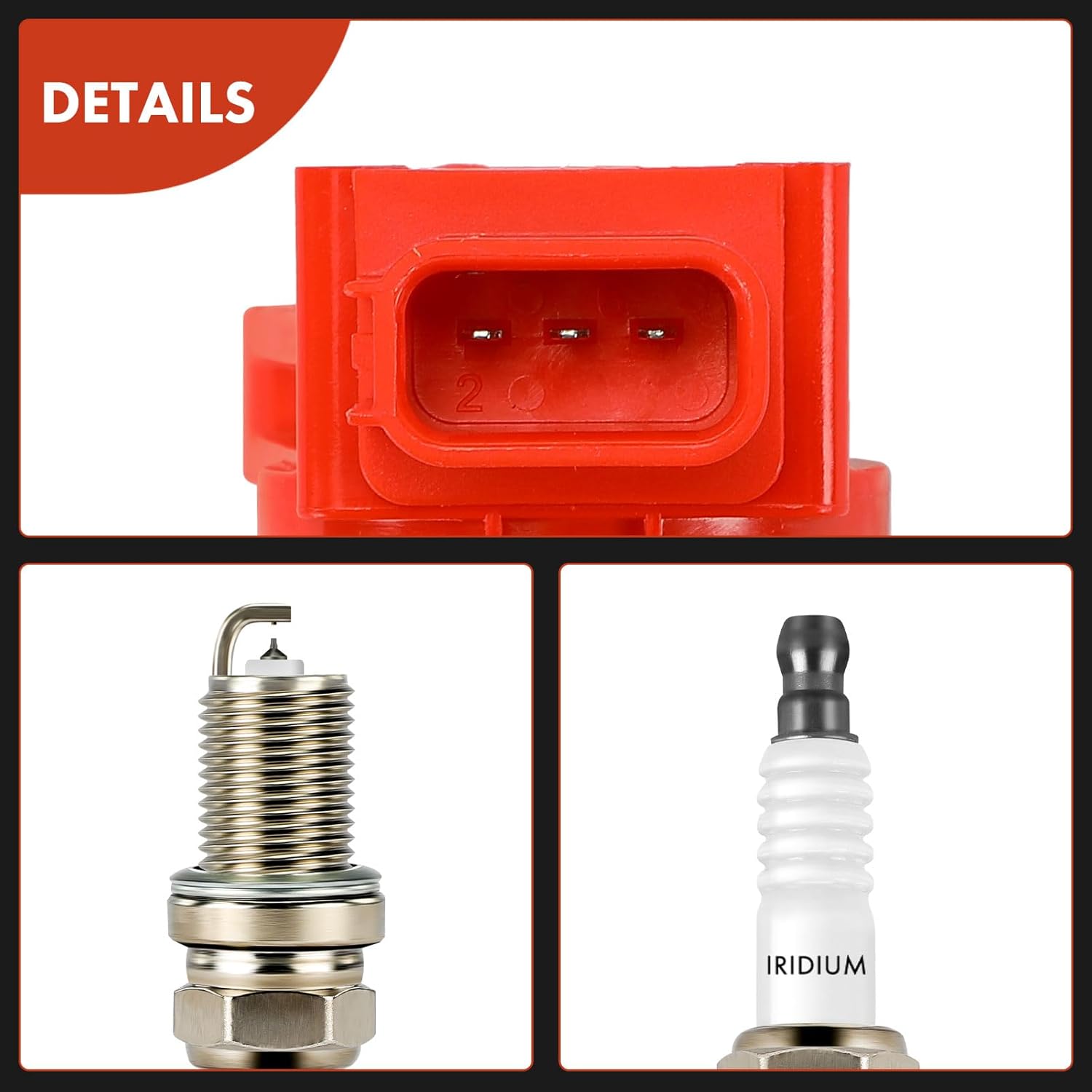 A-Premium (Red) Set of 8 Ignition Coil Pack and Iridium Spark Plugs Compatible with Honda CR-V 2002-2009, Civic 2002-2005, Accord 2003-2007, Element 2003-2011 & Acura CSX 2006-2011, RSX 2002-2006