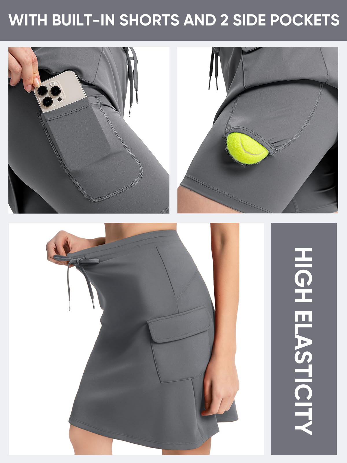 Bezioner Falda Pantalon Mujer hasta la Rodilla Golf Skort Deportiva con Bolsillos