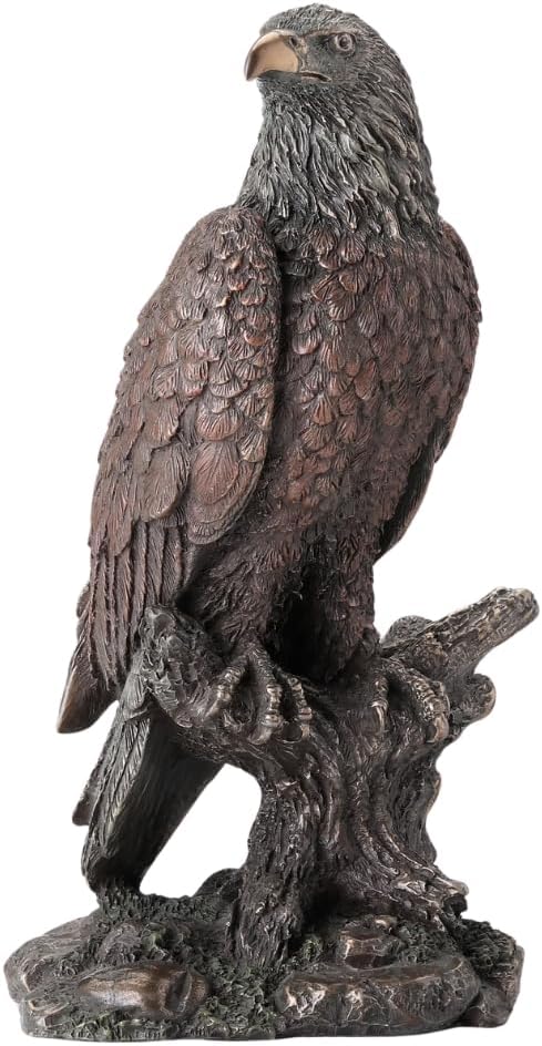 Eagle Garden Statue, Bronze-Look Decorative Bird Sculpture, Indoor Outdoor Home Decor