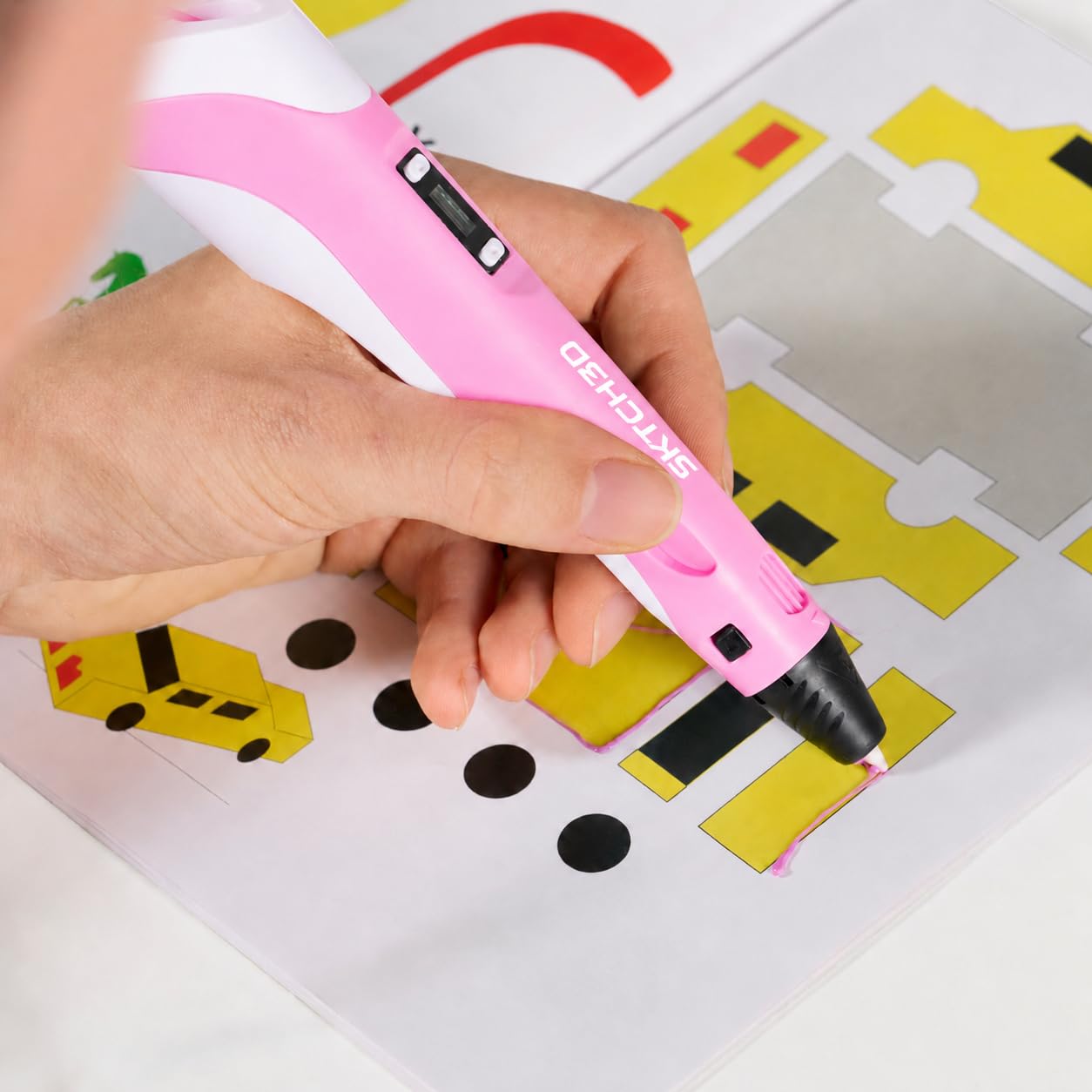 3D Pen con 50m di filamento PLA – Set iniziale professionale per penna 3D con 10 colori, adattatore USB, libro di modelli e istruzioni – Penna 3D per creativi, fai da te e disegno in 3D (Rosa