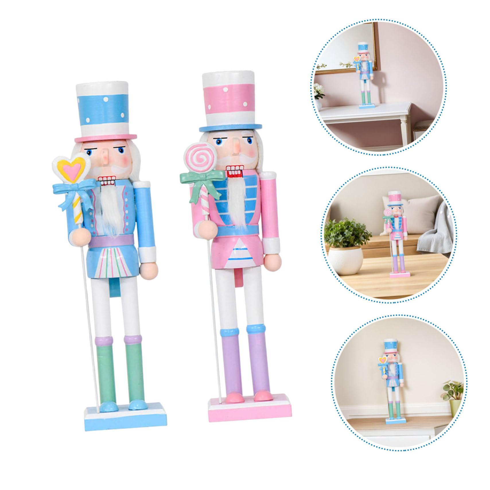 ULTECHNOVO 2pezzi Schiaccianoci Soldato in Legno Ornamenti Natalizi Pastello Decorazioni Tavolo per Feste di Natale Statuette di Caramella Soldato Bomboniere di Schiaccianoci
