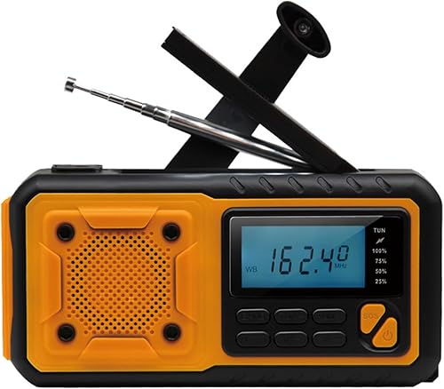 Lerpwige Radio meteorológica de 4000 mAh con manivela de radio linterna de teléfonos celulares Cargador de radio de supervivencia Equipo de