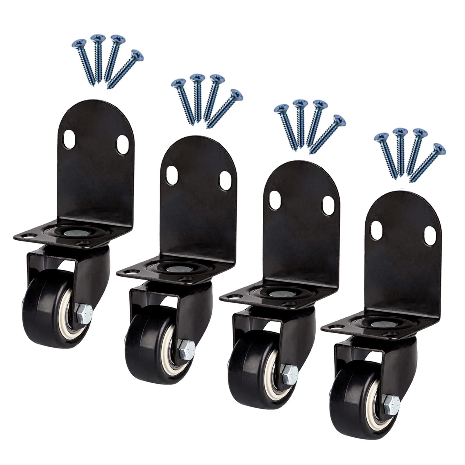 Set di 4 Ruote piroettanti,Ruota Girevole di Ricambio,Ruote con Staffa a L,Ruota per mobili con Freni,capacità di carico 120 kg,per lettini,fioriere,scrivanie,2in-2brakes+2nobrakes