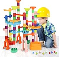 MaxTronic 135 PCS Marble Run Kit for Kids - 75 Blocks + 60 Marbles, STEM Educational Maze Track Set Boys Girls Ages 3+