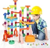 Marble Run for Kids,135 PCS Marble Maze Track Set - Educational Building Block Toys Set for Boys Girls STEM Learning (75 Blocks + 60 Marbles)