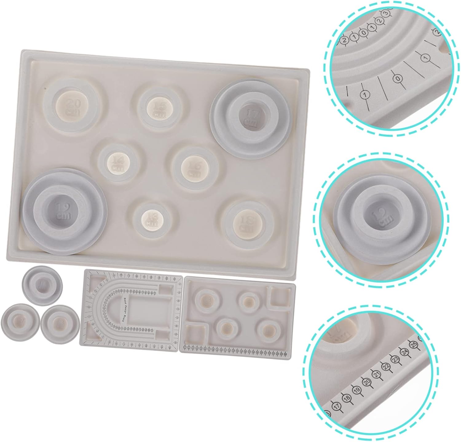 Uonlytech 1set Bead Board Jewelry Design Tray Craft Tool for Jewelry Making Bead Organization and Bracelet Design Measurement Guides for DIY Projects