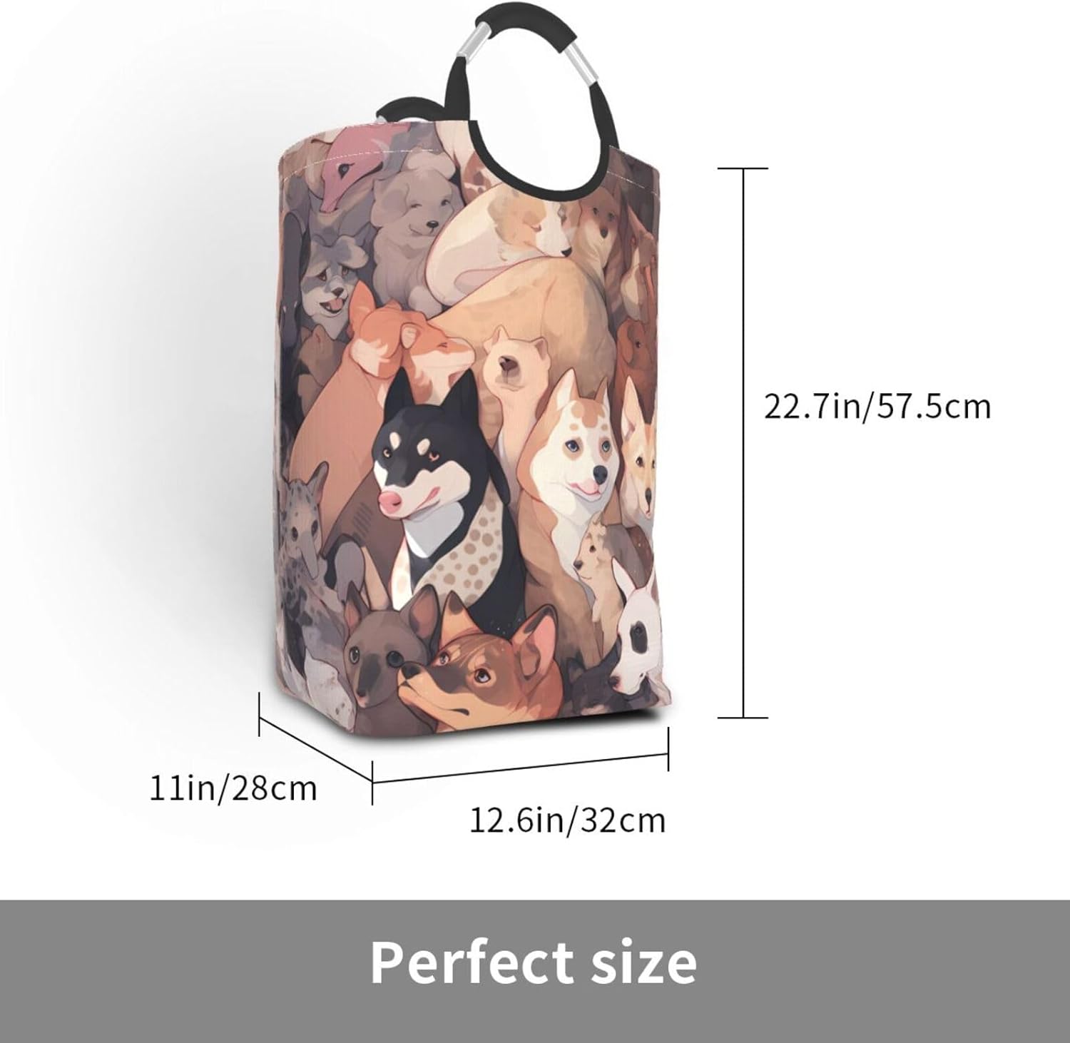 Dog Pictures Foldable storage bag, 50L capacity, suitable for laundry room, dormitory bedroom, dirty clothes storage basket.