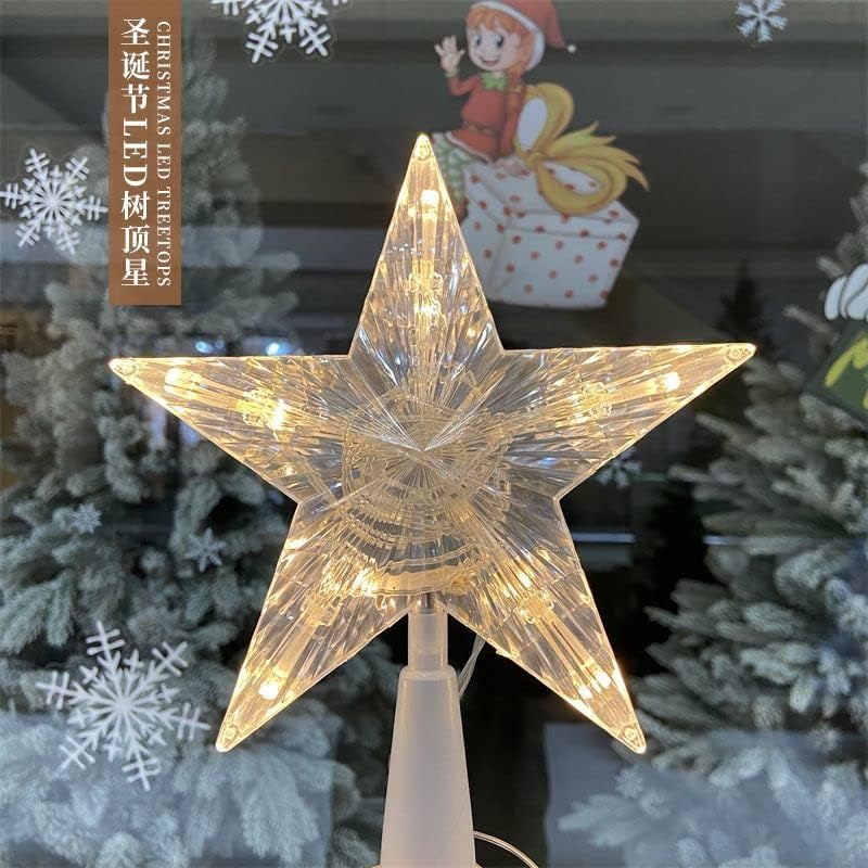 Glitter Silver Star Tree Topper - Warm White Clear Tree Topper Light for Christmas ，Tree Decorations for Christmas