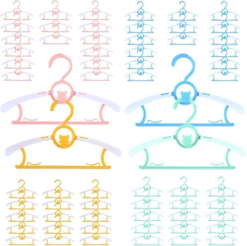 Miniatura 34 de Perchas para Bebé para Armario de Guardería Paquete de 60 Perchas de Plástico para Ropa de Niños que Ahorran Espacio Antideslizantes Extensibles