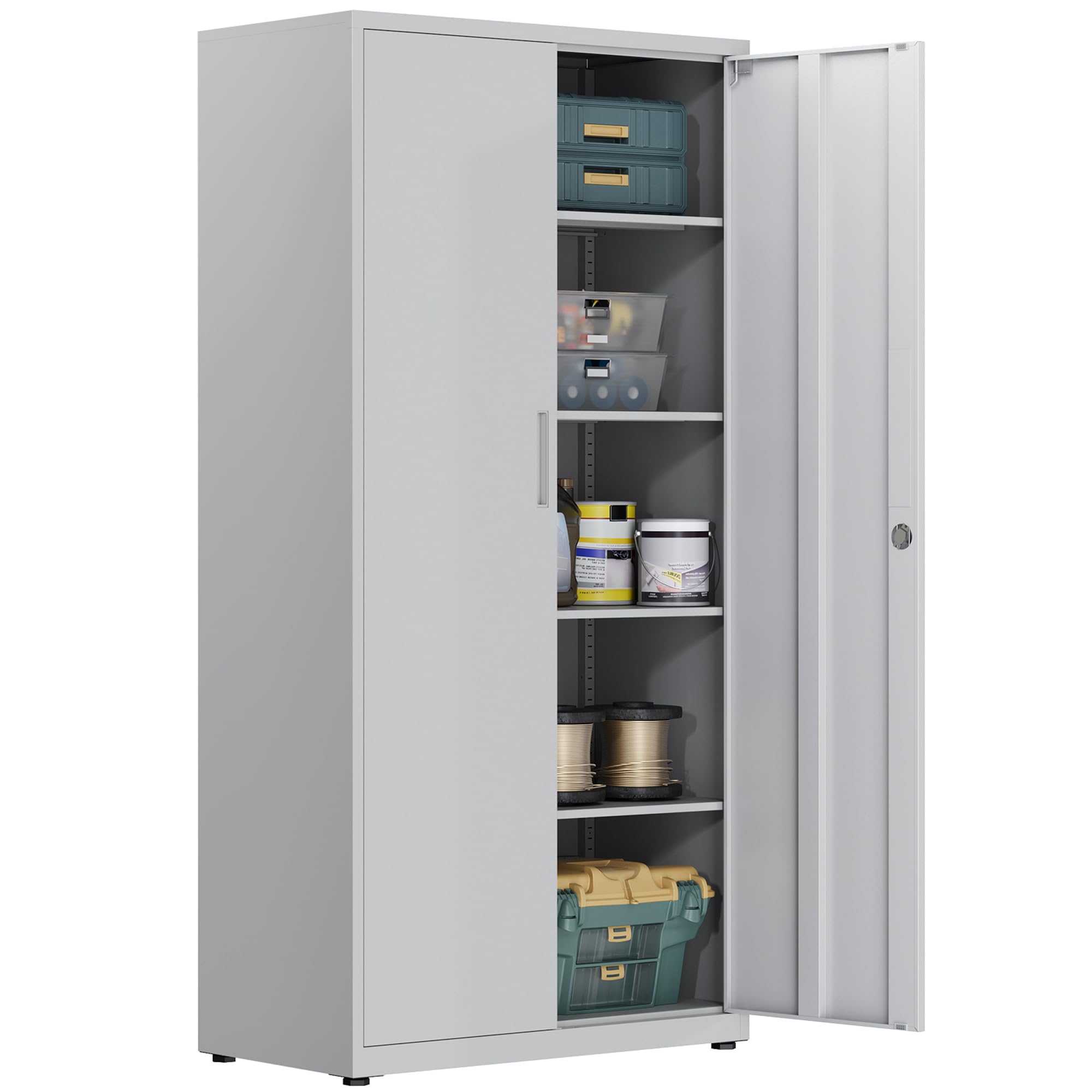 Armario Almacenamiento Metal Armario Pared Garaje Con 2 Estantes -  Cerradura Metal Negro/Gris Organización Armario Almacenamiento Taller, image size:2000x2000