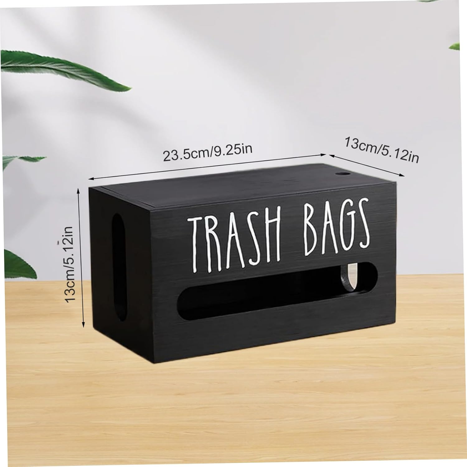 Trash Bag Holder Wooden Garbage Bag Dispenser Wall Mounted Plastic Bag Holder with Sliding Panel for Countertop Under Kitchen Sink Black 9.3 * 5.1 * 5.1inch