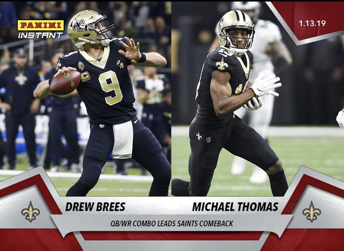 2018-19 Drew Brees Michael Thomas Leads Saints Comeback Panini Instant Card #378 - Football Cards