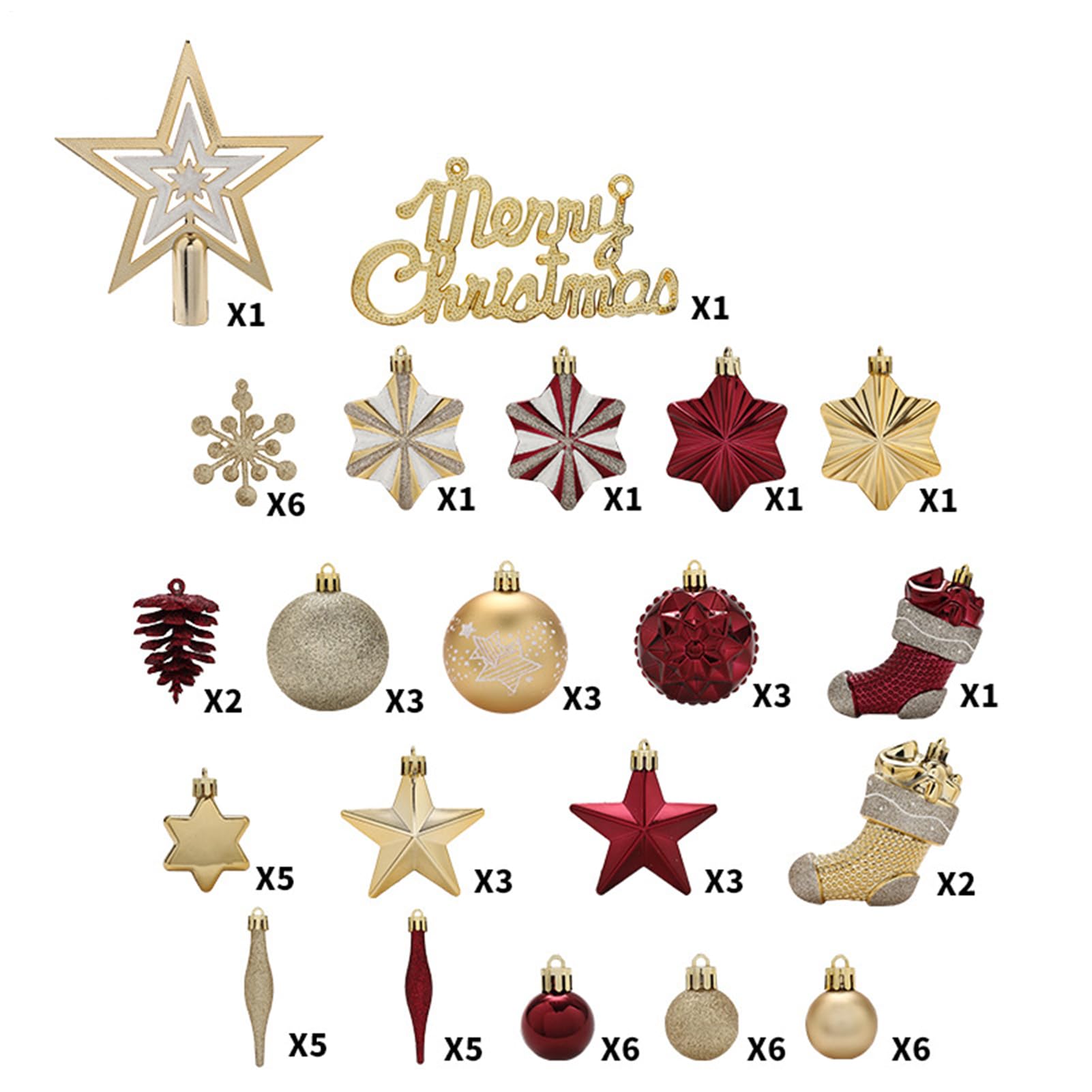 Weihnachtsbaumschmuck - 70 Stück bruchsichere Baumschmuck | Weihnachtskugeln - für Innen Außen Wohnzimmer Garten Haus und Partys