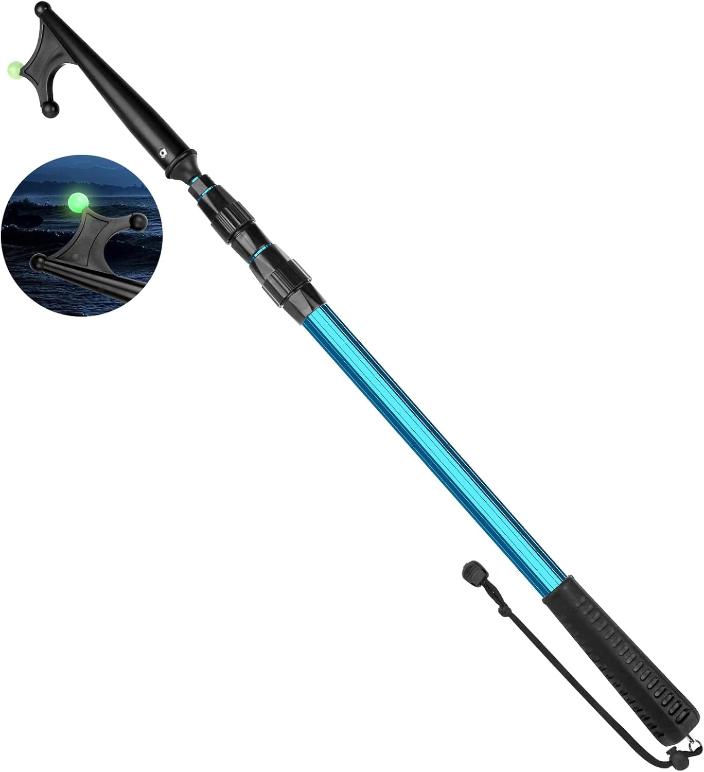 SANLIKE Telescopic Boat Hook-Durable Boat Hook for Docking with Telescoping Extension Pole Aluminum or Fiberglass Pole Boat Hook Rust-Resistant Sturdy Float Docking Pole with Luminous Bead