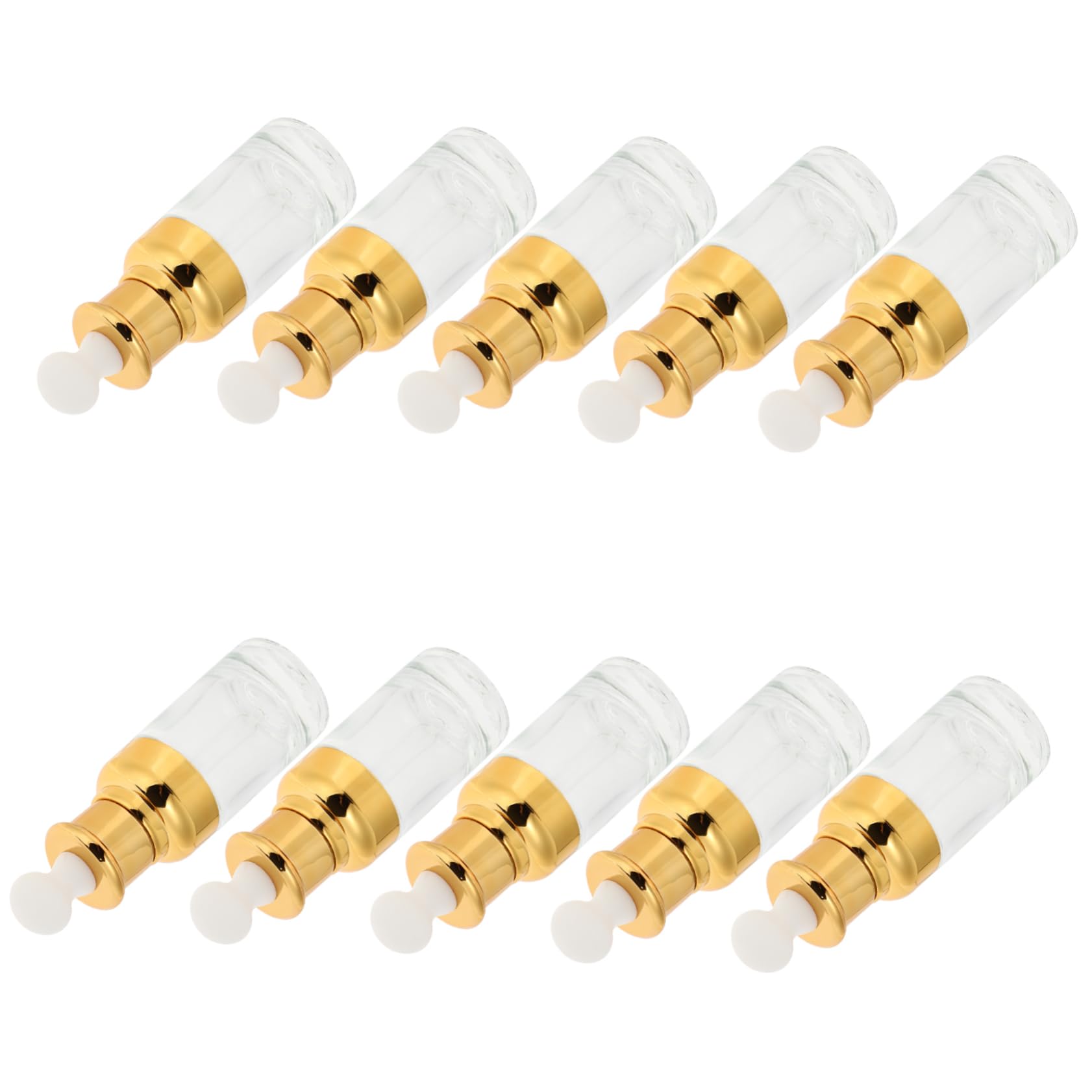 10 Frascos Cuentagotas de Vidrio Dorado de 50ml, Portátiles Prueba de Fugas para Viaje, para Aceites Esenciales y Perfumes