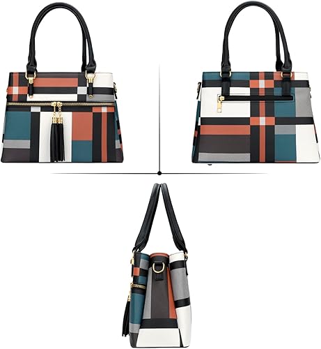 Miniatura 4 de KKXIU Bolsos tipo satchel para mujer con asa, bolsos de hombro y carteras con bolsillos y cremallera, bolsos cruzados de cuero