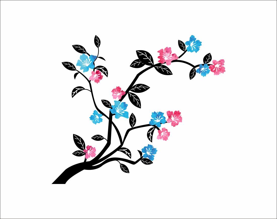 Asian Paints Wall-Ons, 'Bedroom Branch' Decal, DIY Removable Peel and Stick Wall Sticker - 'Covers H 1 ft x W 2.5 ft, Home Décor 1