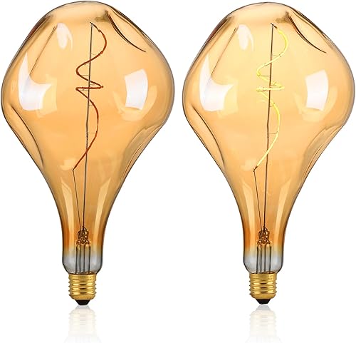 OMED Bombilla LED Edison grande de gran tamaño, paquete de 2 unidades, E26 2200 K, blanco cálido, bombilla gigante vintage, 5 W, 400 lúmenes, disponible en Yaxa Costa Rica