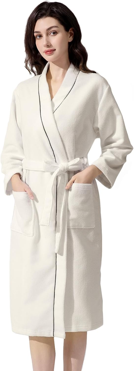 Inner Wish Women's Soft Terry Cloth Bathrobe - Ultra Absorbent Quick Dry Kimono Robe for Shower,Spa,Home