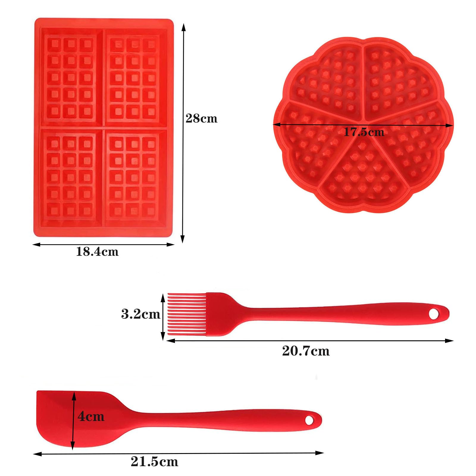 4 Stampi Waffle In Silicone | Stampo Per Dolci 5 Forme - Perfetto Per Torte E Biscotti Fatti In Casa - Foto 3